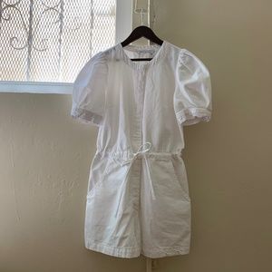 ZARA White Canvas Romper with Puff Sleeves